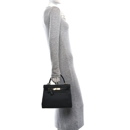 Hermes Togo Matte Porosus Crocodile Kelly Retourne Touch 28 Black 2 of 11