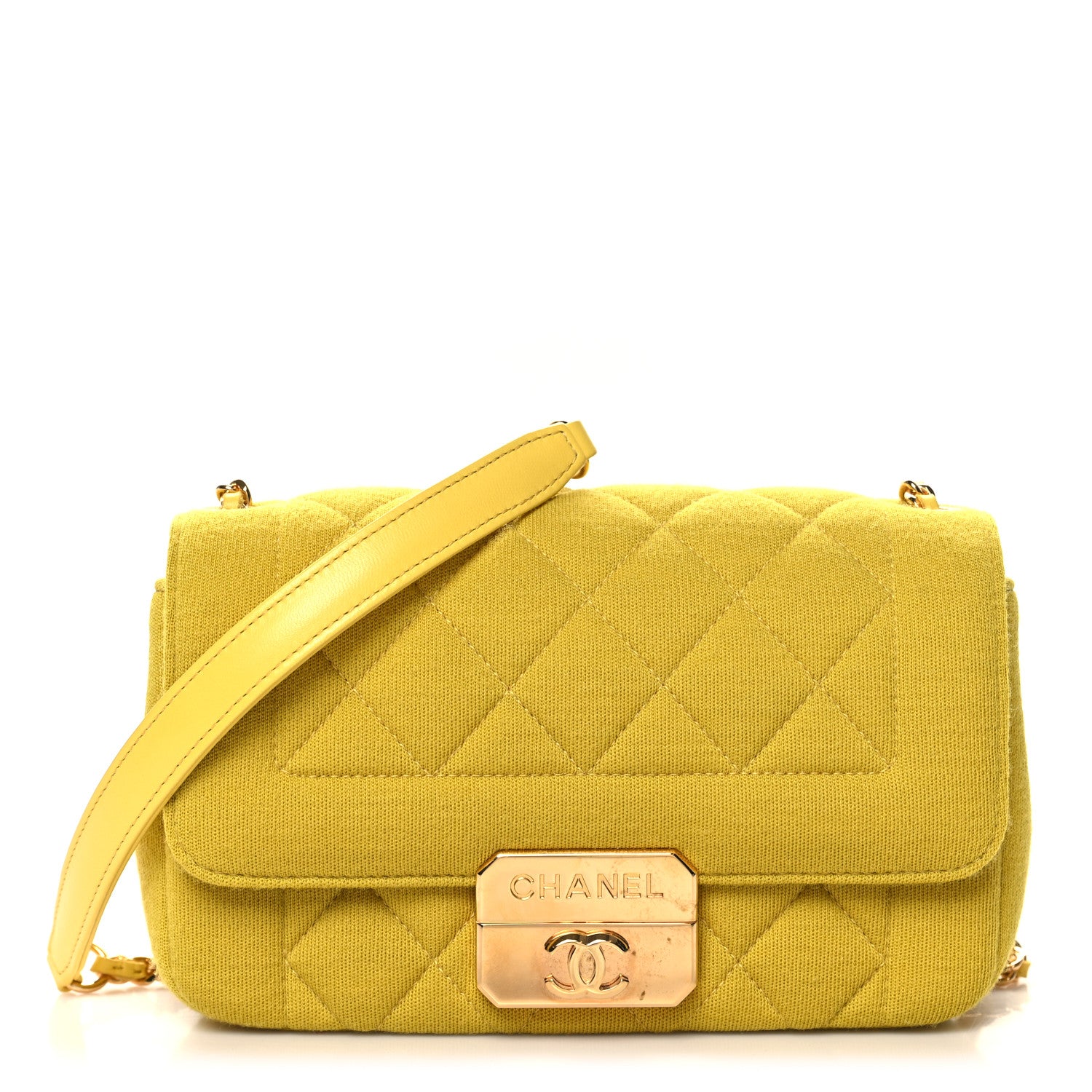 Chanel Jersey Quilted Mini Chic With Me Flap Yellow 1 of 10