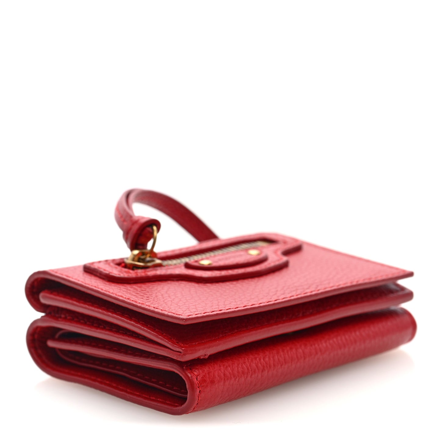 Chevre Gold Hardware City Mini Wallet Red