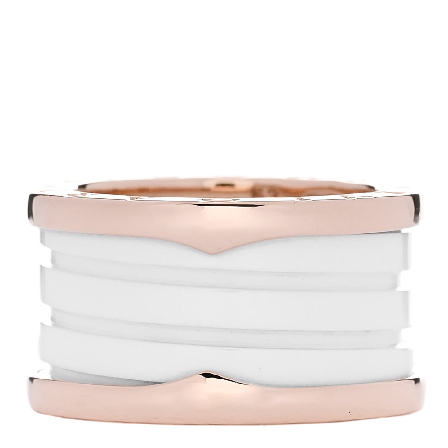 18K Rose Gold White Ceramic B.Zero1 Four-Band Ring 52 6