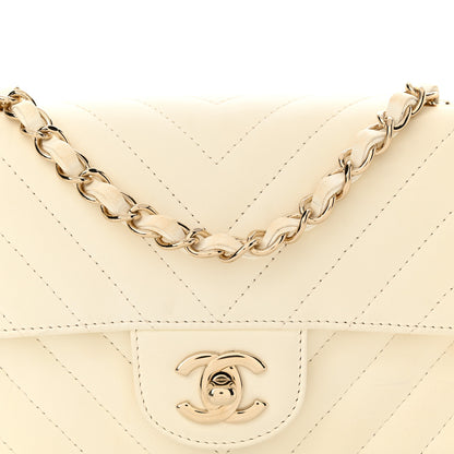 Chanel Lambskin Chevron Quilted Mini Rectangular Flap White 8 of 13