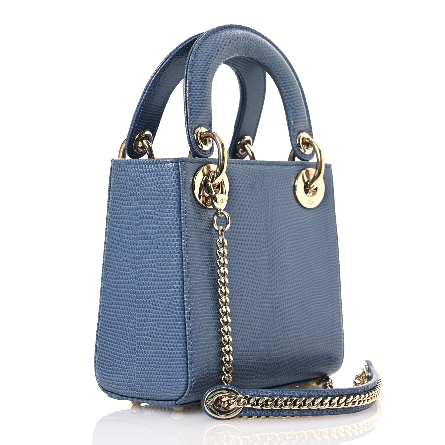 Lizard Mini Lady Dior Blue