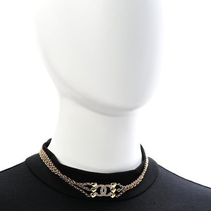Chanel Crystal CC Heart Link Multi Strand Choker Necklace Gold 2 of 5
