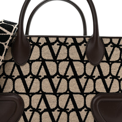 Valentino Garavani Toile Iconographe Goatskin Small Le Quatrieme Shopping Bag Naturale Black Fondant 8 of 10