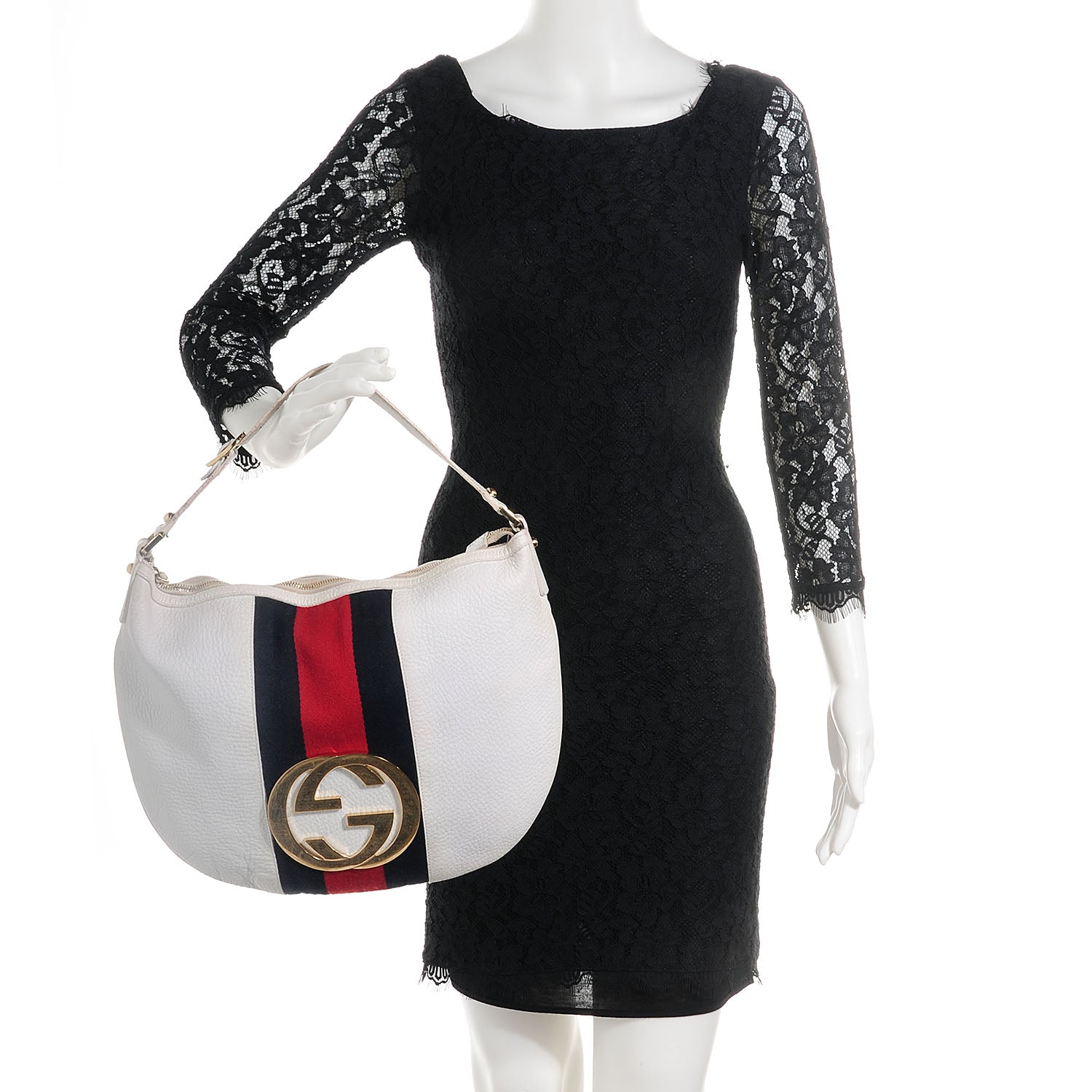 Gucci Leather Web Blondie Hobo White 2 of 8