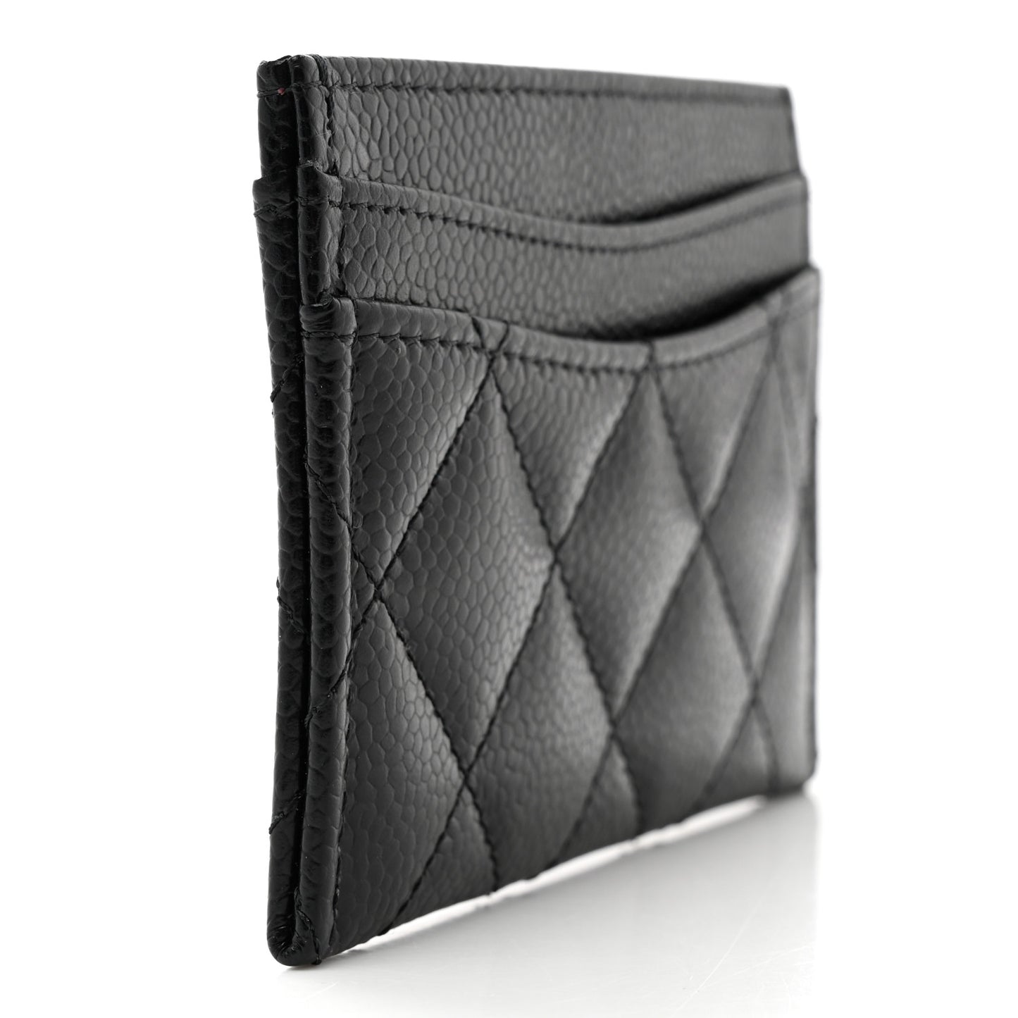 Caviar Quilted Card Holder Black