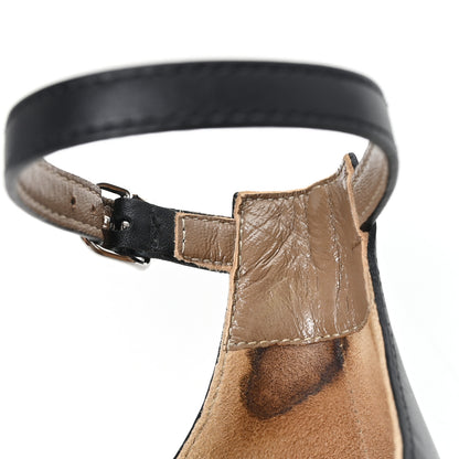 Hermes Calfskin Legend Wedge Sandals 36.5 Black 10 of 11
