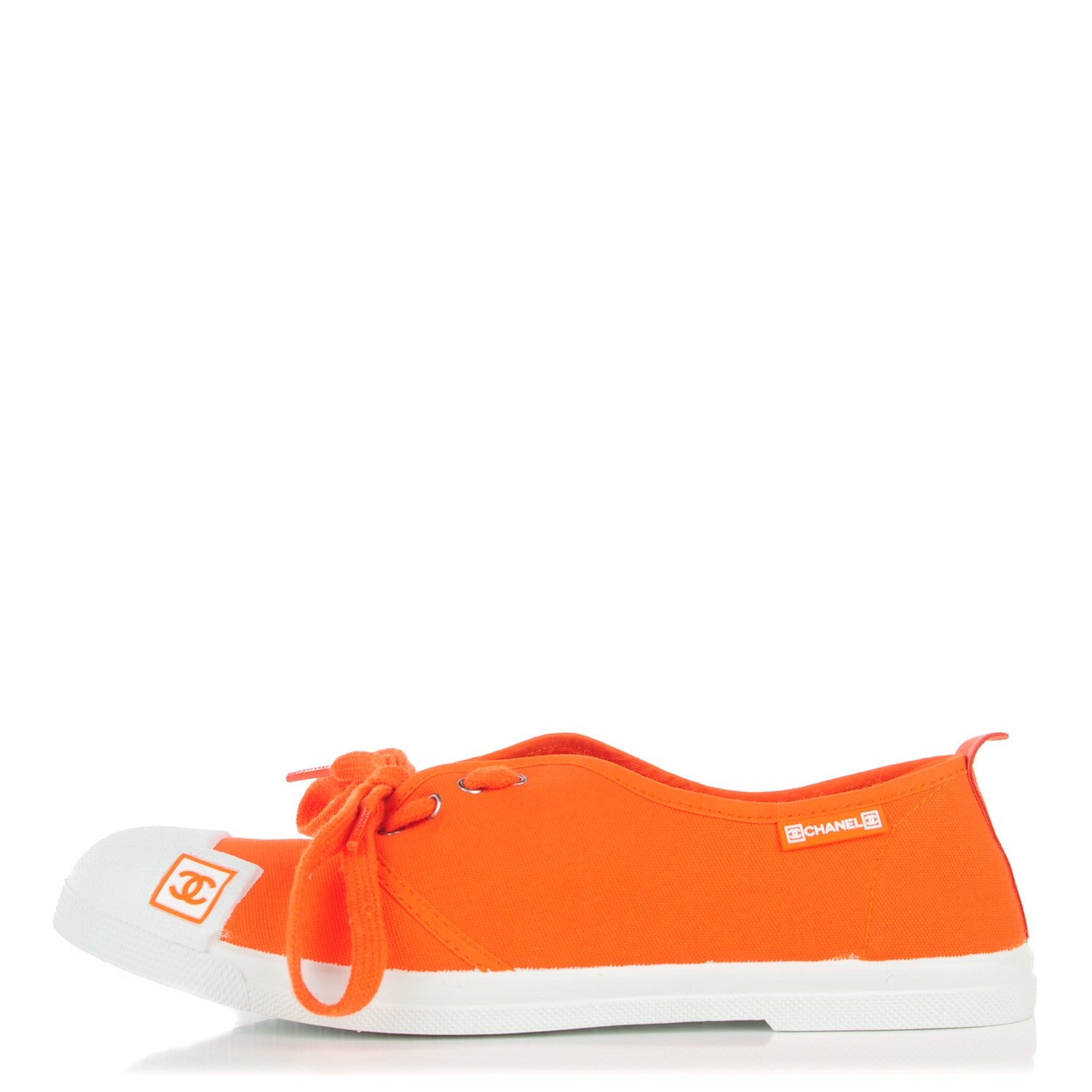 Chanel Canvas CC Sneakers 38 Orange 1 of 9