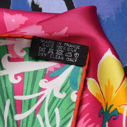 Hermes Silk Tyger Tyger Scarf 90 Rose Vif Indigo Vert 4 of 4