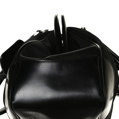 Prada Tessuto Nylon Calfskin Frame Satchel Black 15 of 17