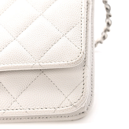 Chanel Caviar Quilted CC Logo Wallet on Chain WOC White 12 of 15