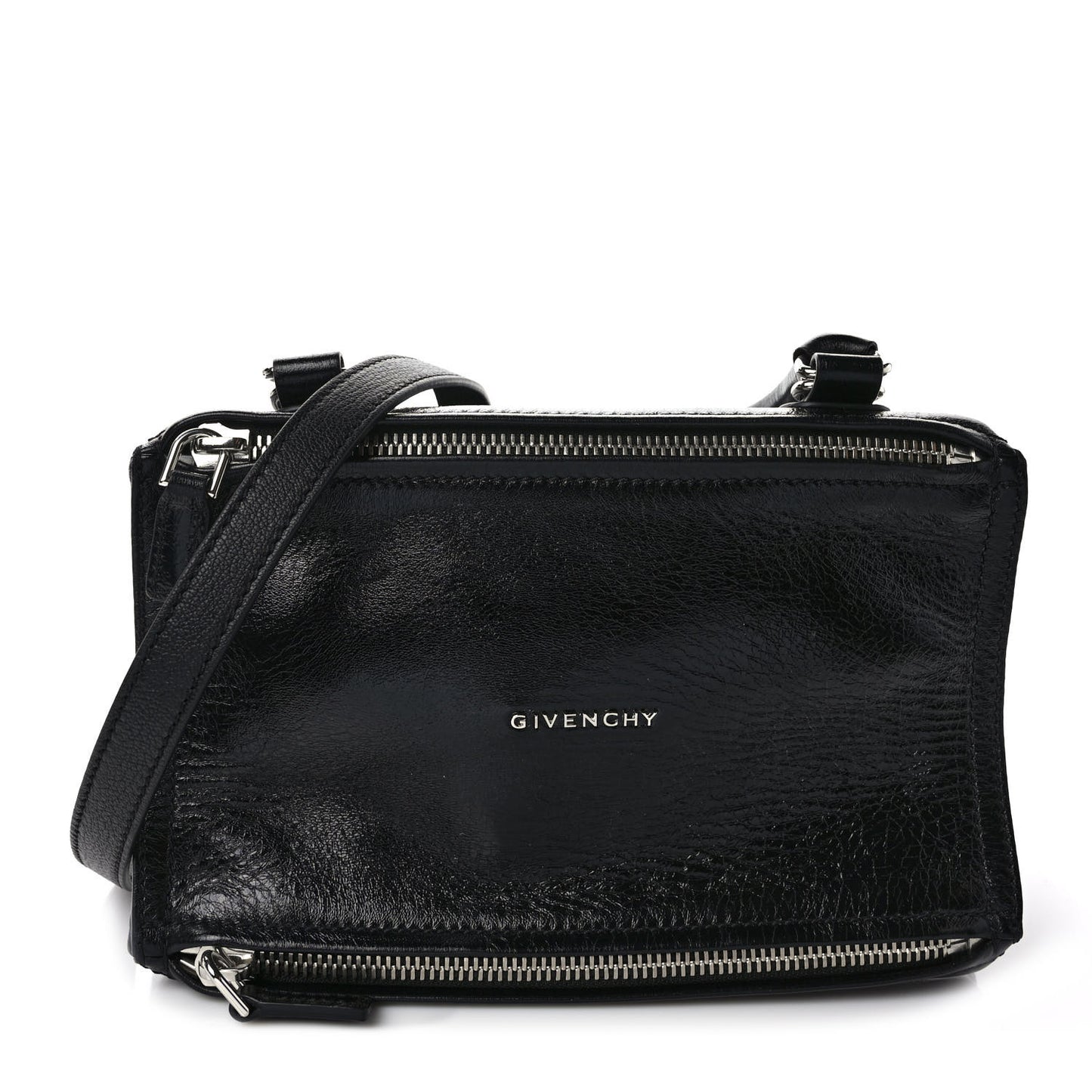 Crinkled Patent Small Pandora Black