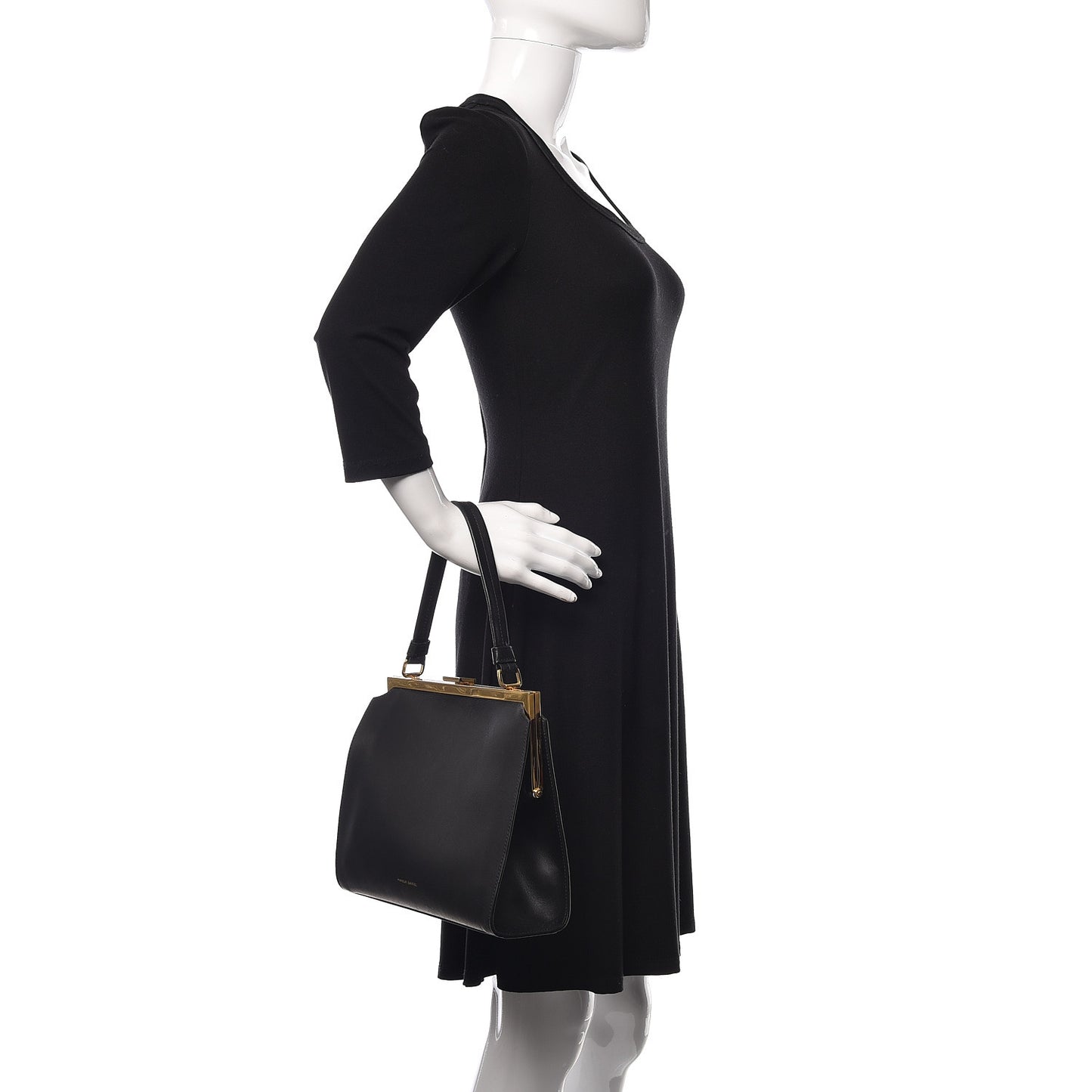 Vegetable Tanned Calfskin Elegant Top Handle Bag Black