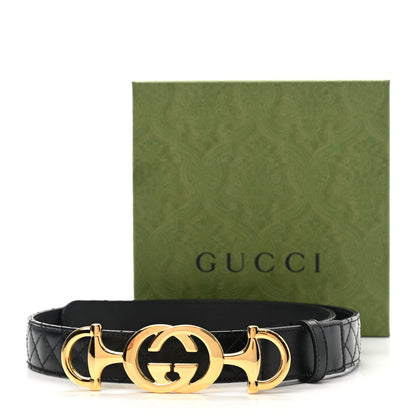 Gucci Calfskin Trapuntata Zumi 30mm Belt 85 34 Black 6 of 6