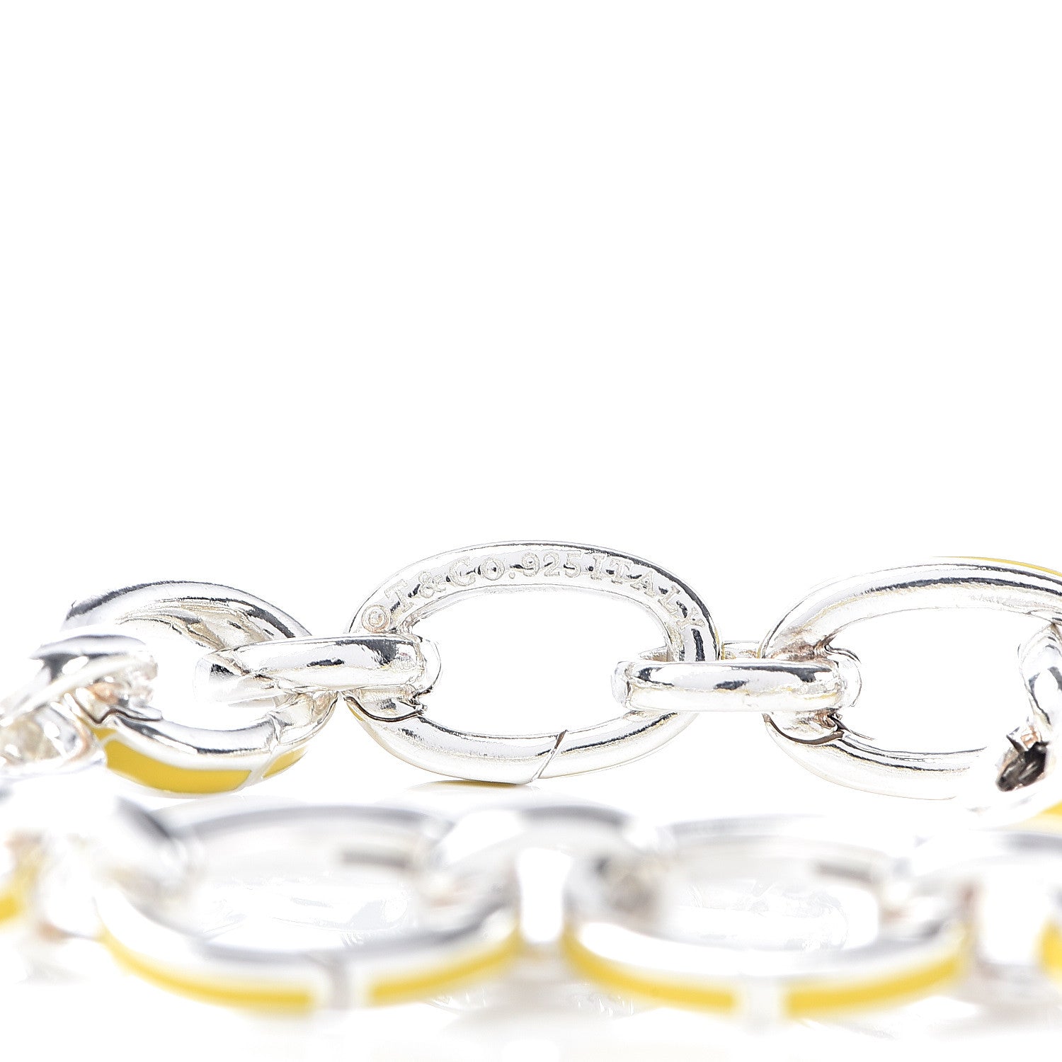 Tiffany Sterling Silver Enamel Clasping Link Bracelet Yellow 4 of 4