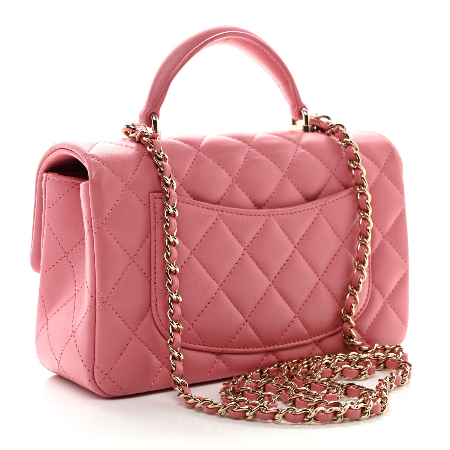 Caviar Quilted Mini Top Handle Rectangular Flap Pink
