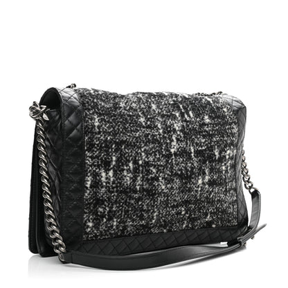 Chanel Calfskin Tweed Enchained XL Boy Flap Black 3 of 10