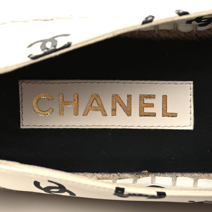 Chanel Lambskin Printed CC Espadrilles 40 White Black 9 of 9