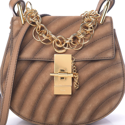 Chloe Suede Calfskin Quilted Drew Bijou Shoulder Bag Nut 8 of 12