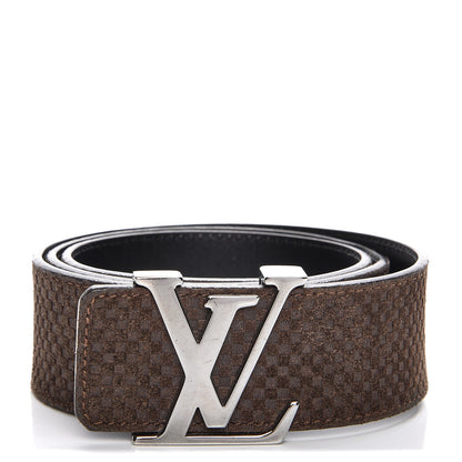 Louis Vuitton Suede Calfskin Mini Damier 40mm LV Initiales Belt 85 34 Moka 1 of 9