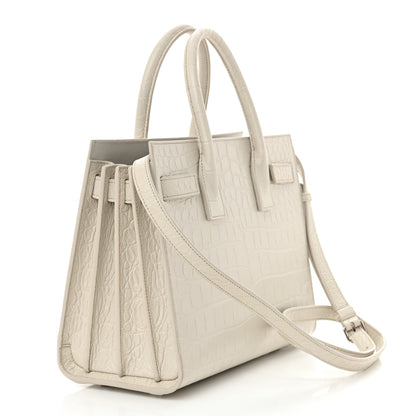 Saint Laurent Calfskin Crocodile Embossed Baby Sac De Jour Crema Soft 3 of 12