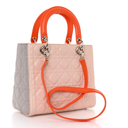 Christian Dior Lambskin Cannage Medium Tri-Color Lady Dior Rose Pale Multicolor 3 of 9