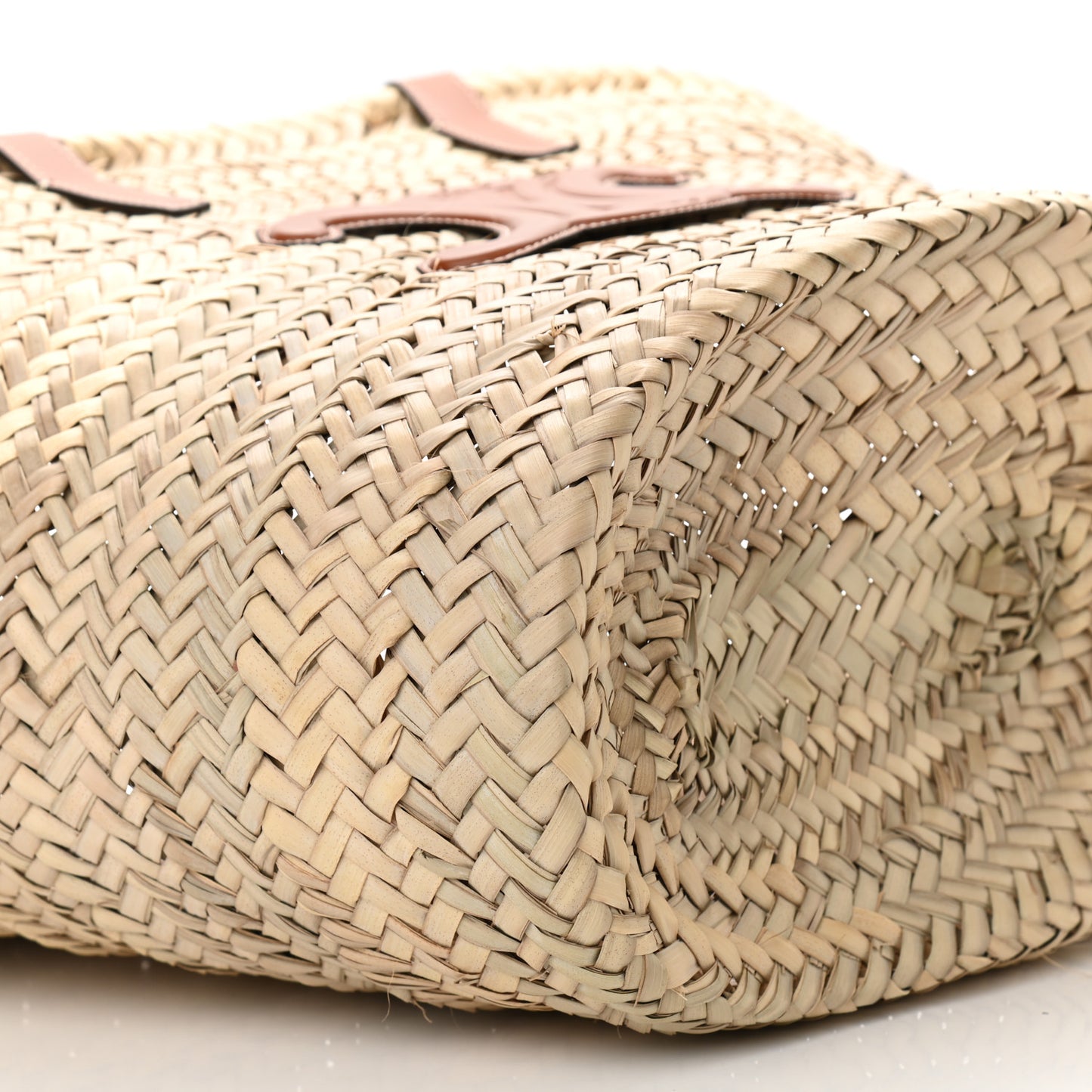 Raffia Calfskin Triomphe Medium Panier Tan