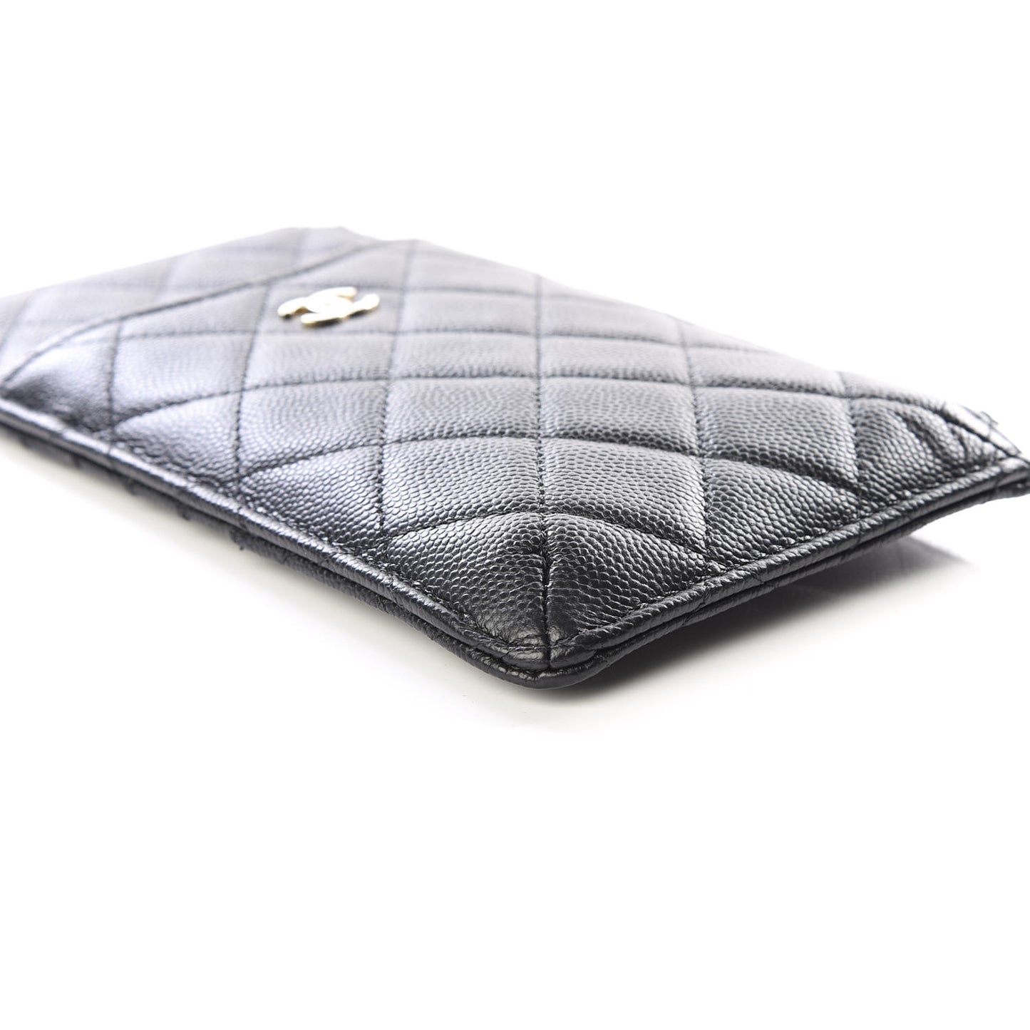 Caviar Quilted Classic Flat Wallet Pouch Black