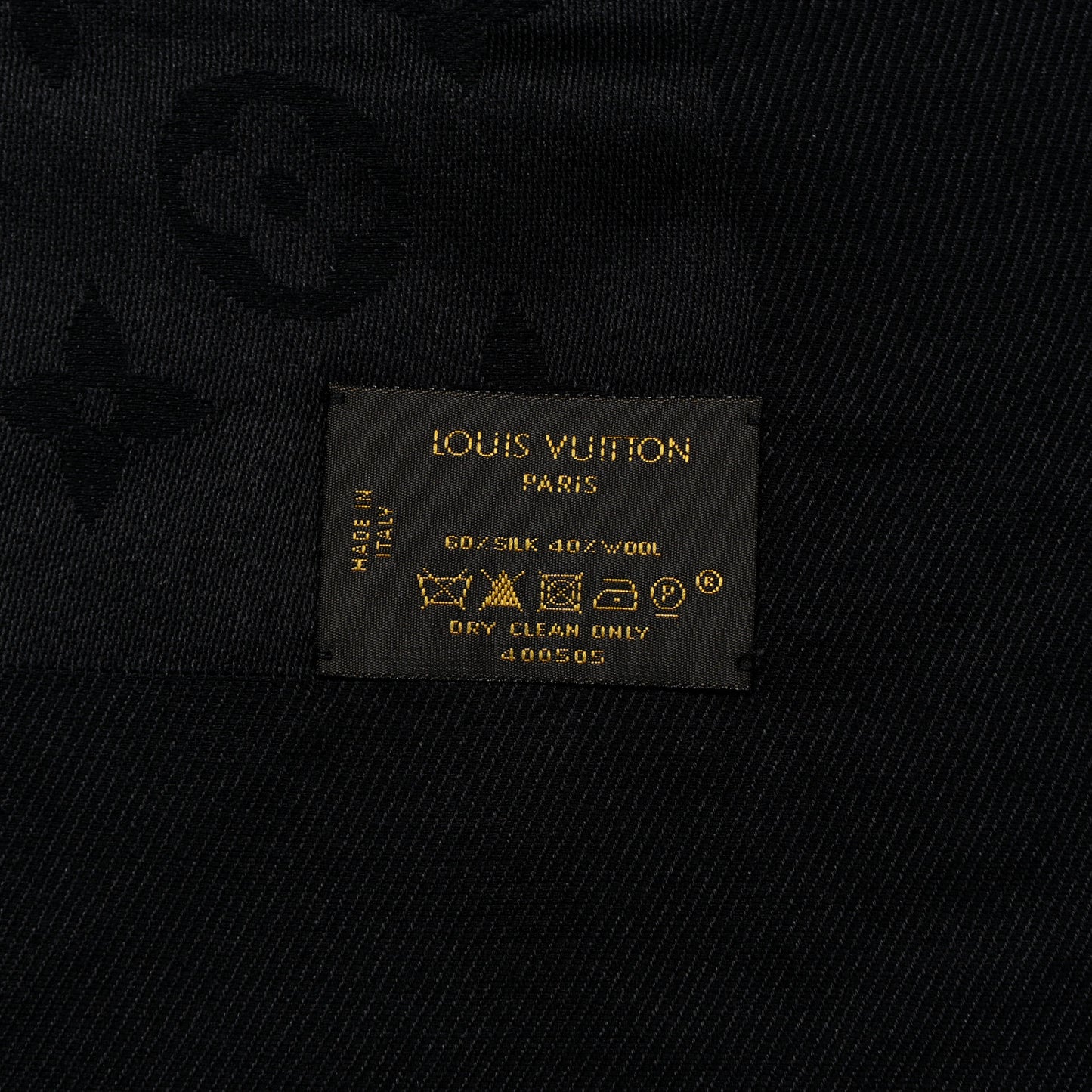 Silk Lurex Wool Monogram Shine Shawl Black