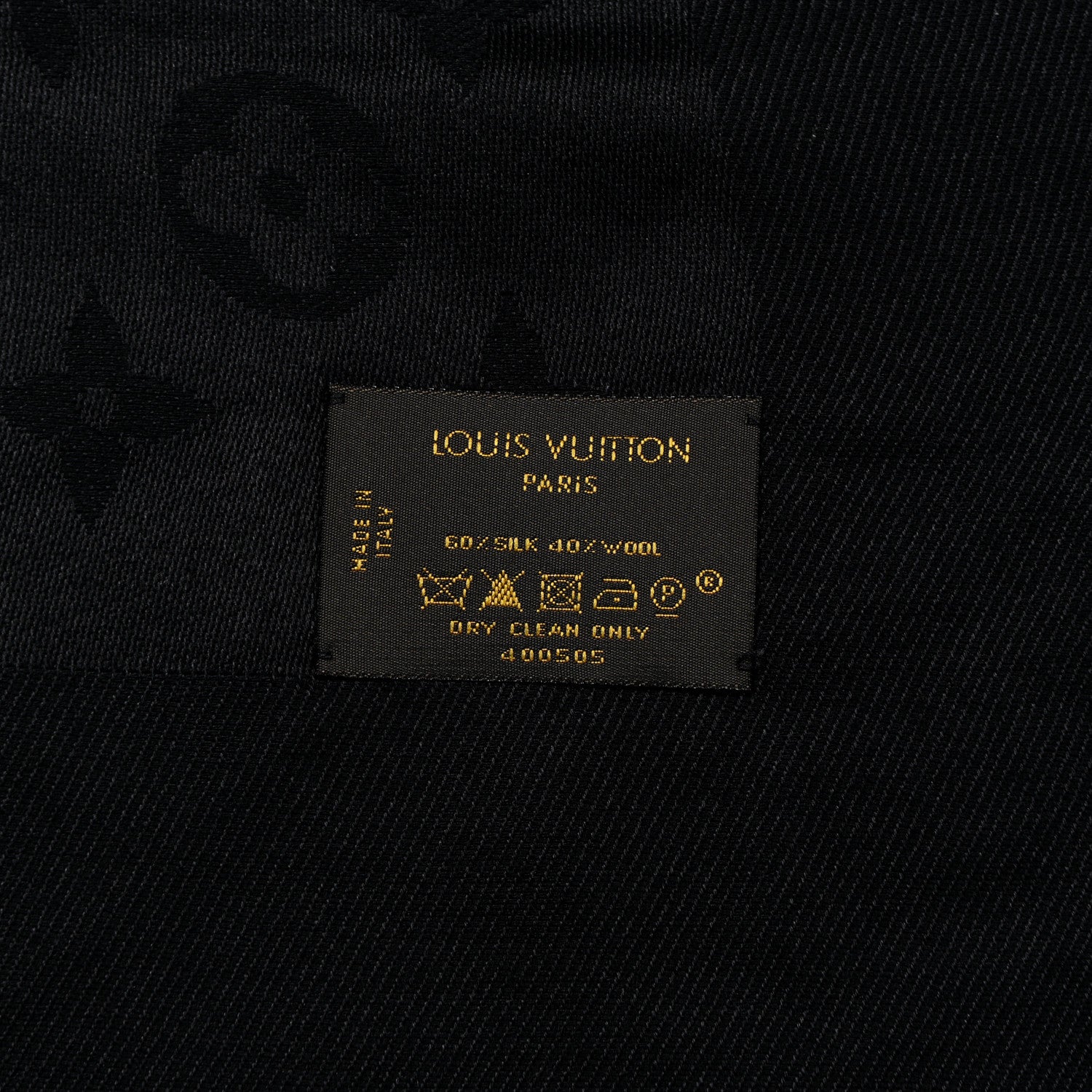 Louis Vuitton Silk Lurex Wool Monogram Shine Shawl Black 2 of 3