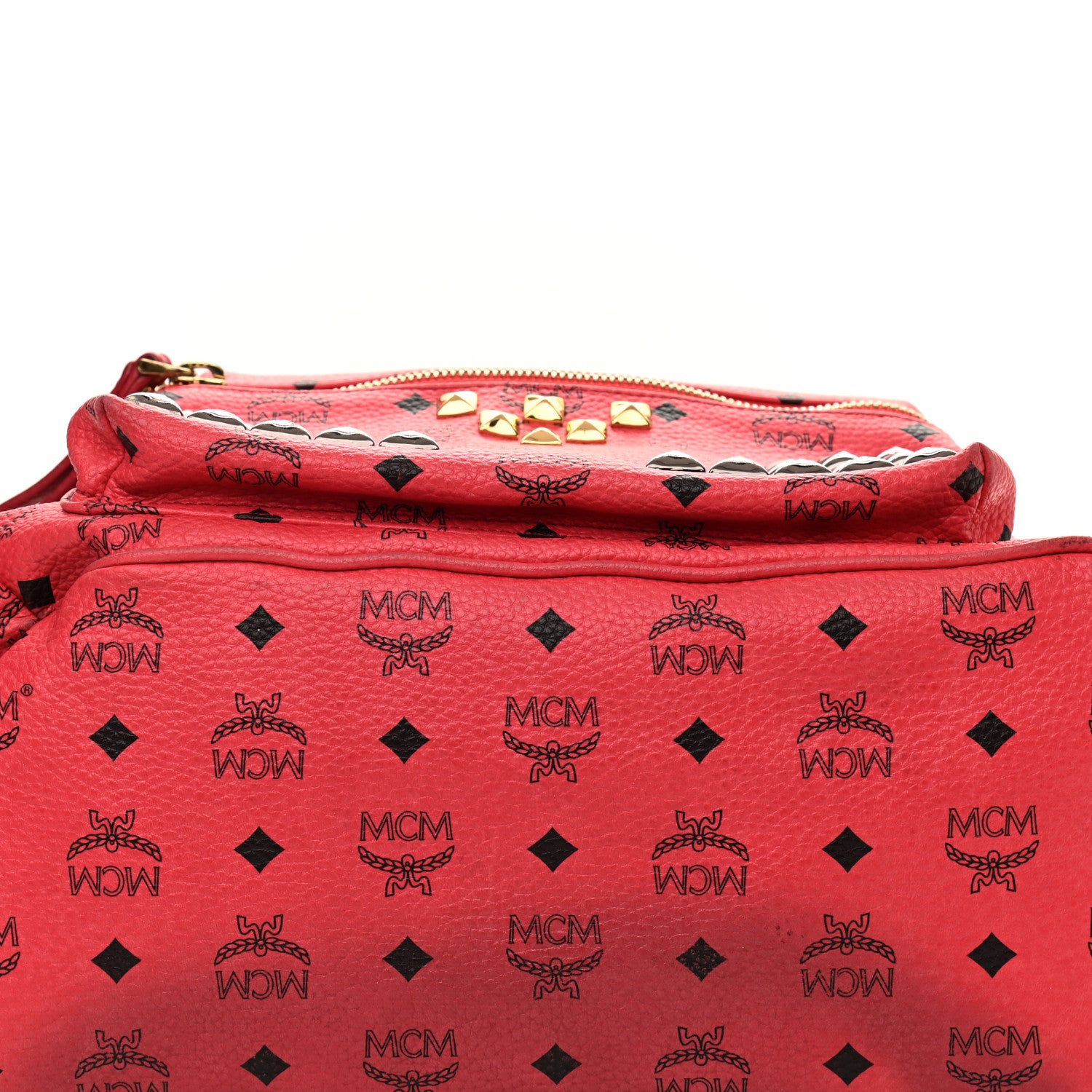 MCM Visetos Studded Small Stark M Backpack Scooter Red 10 of 16