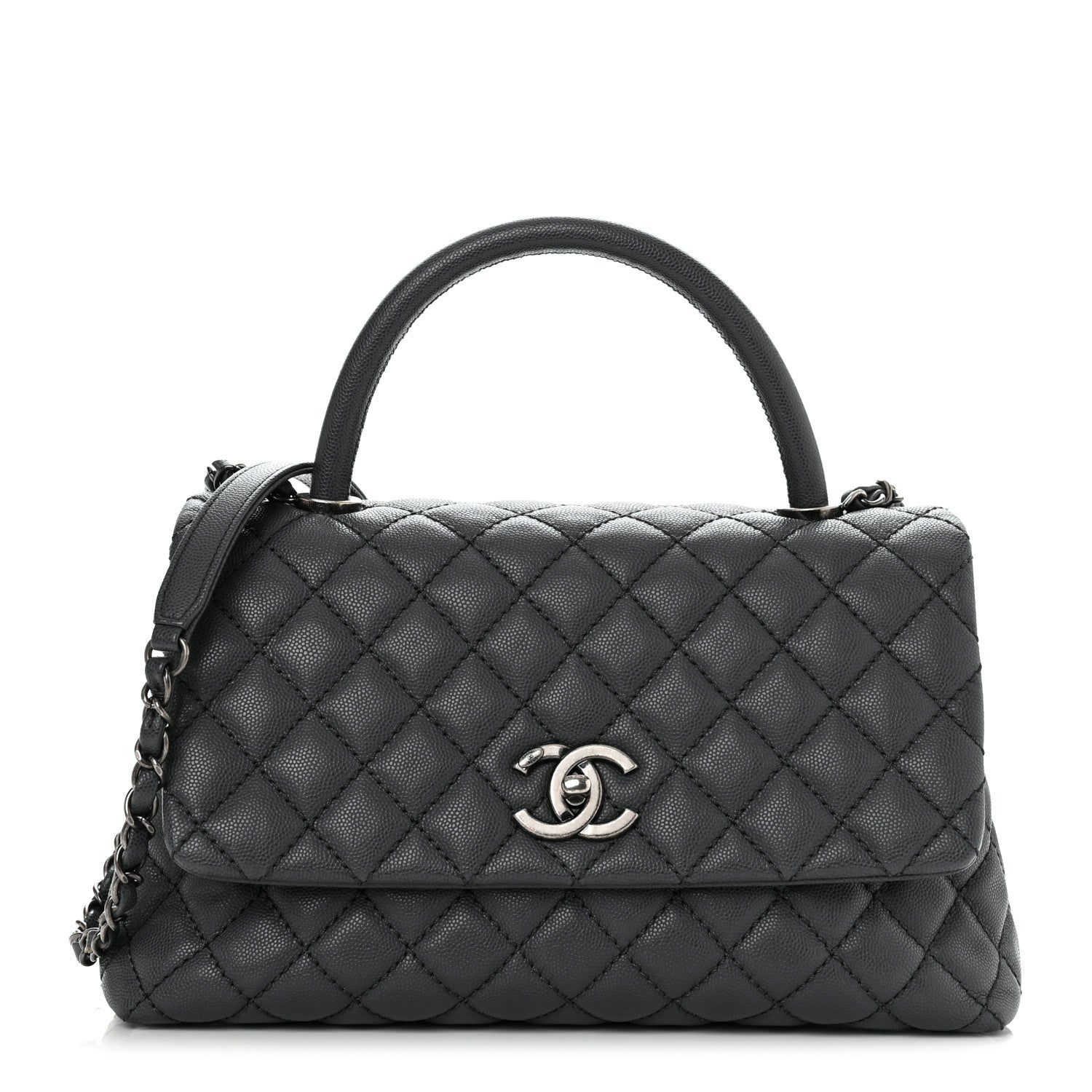 Chanel Caviar Quilted Small Coco Handle Flap Grey 1 of 10