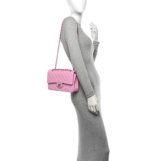 Caviar Quilted Medium Double Flap Lilac