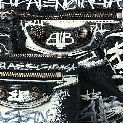 Balenciaga Agneau Arena Graffiti Small Le Cagole Shoulder Bag Black White 8 of 10