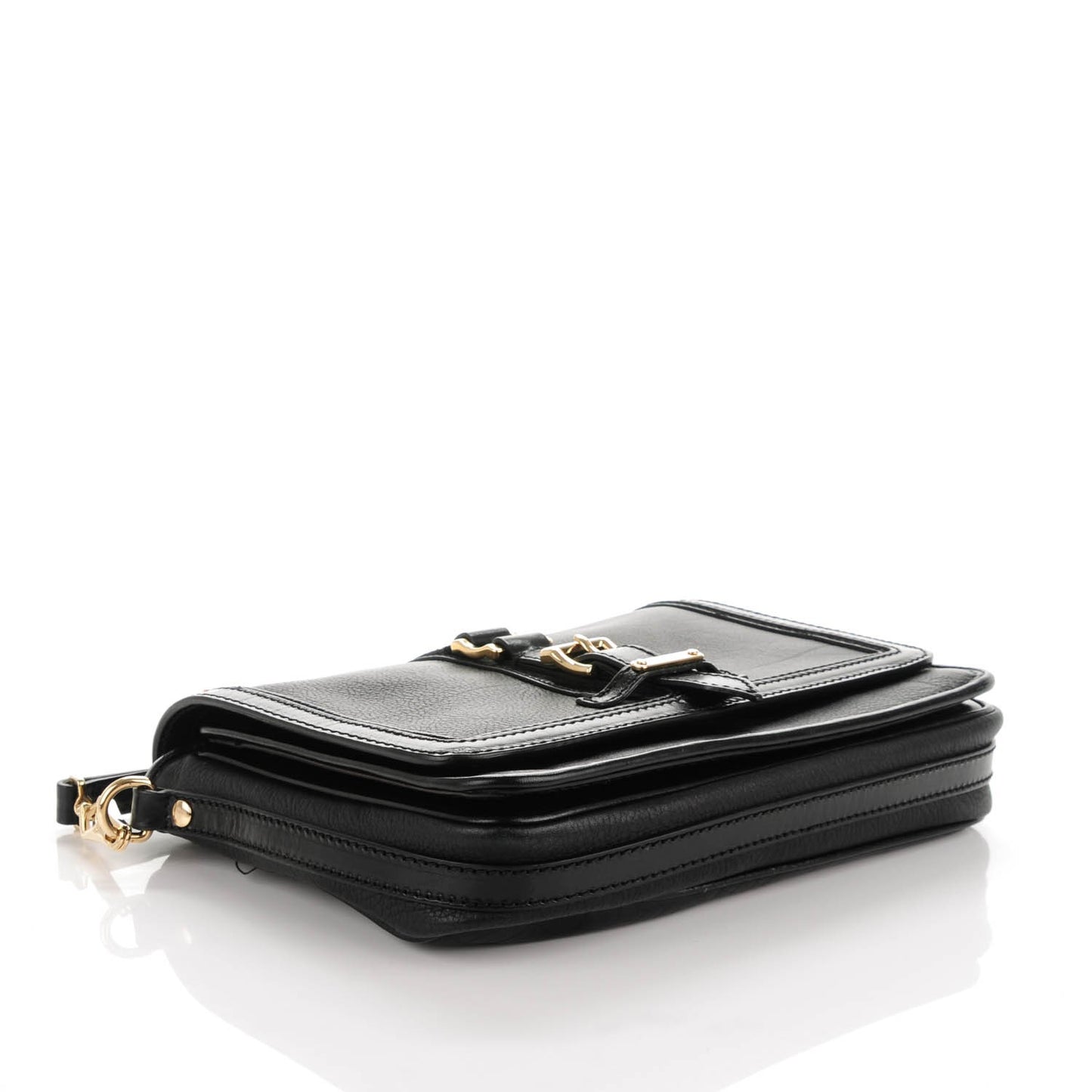 Calfskin Buckle Shoulder Bag Black