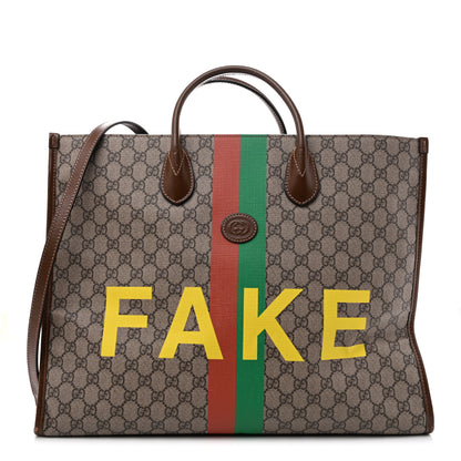 Gucci GG Supreme Monogram Fake/Not Large Retro Interlocking G Tote Bag Beige Brown Sugar 1 of 15
