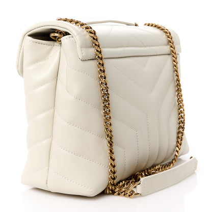Saint Laurent Calfskin Y Quilted Monogram Small Loulou Chain Satchel Crema Soft 3 of 11