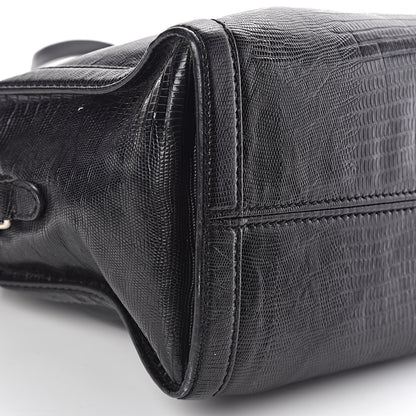 Alexander McQueen Calfskin Lizard Embossed Small Skull Padlock Zip Around Tote Black 10 of 12