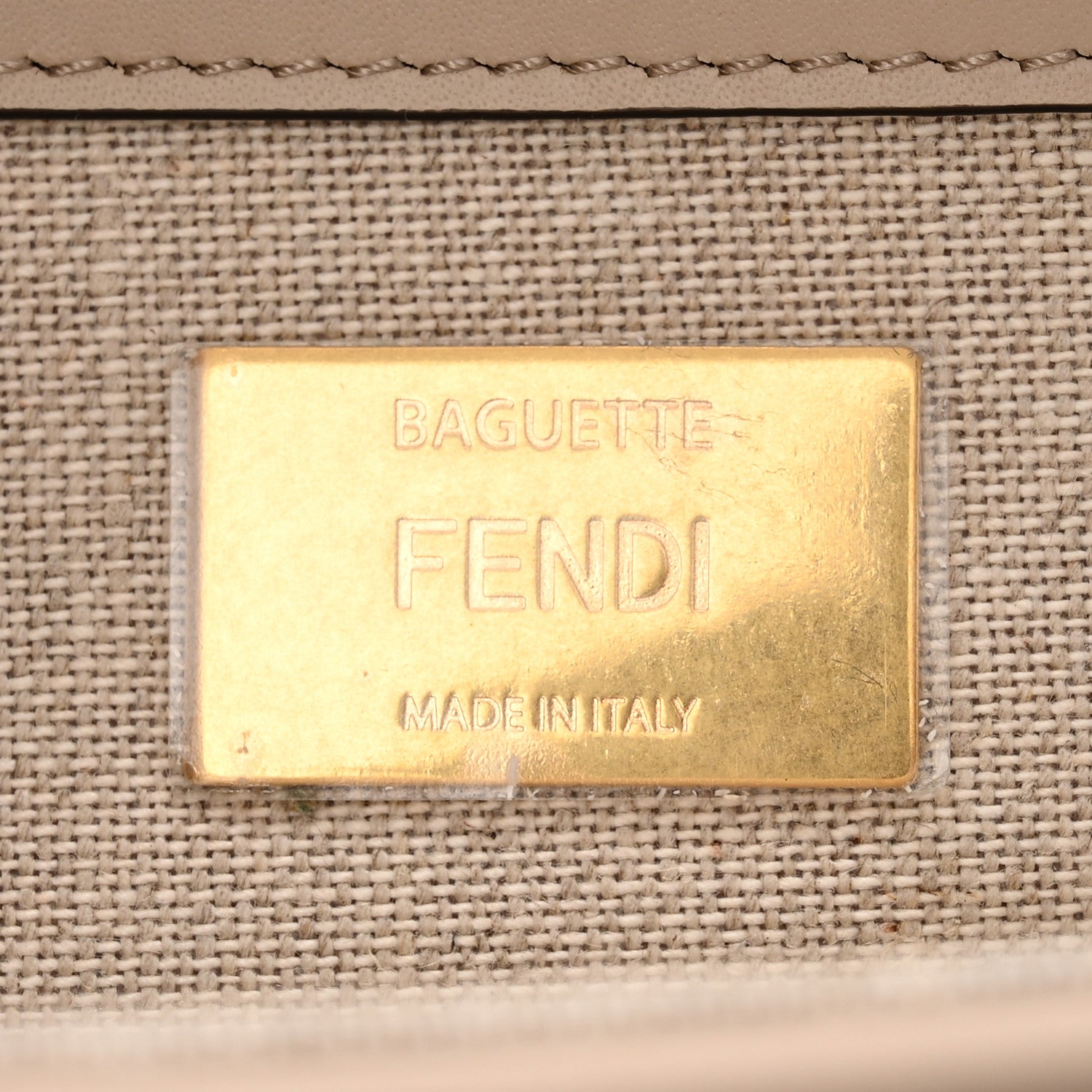 Fendi Canvas Vitello King FF Embroidered Baguette Grezzo White Nuvola 6 of 10