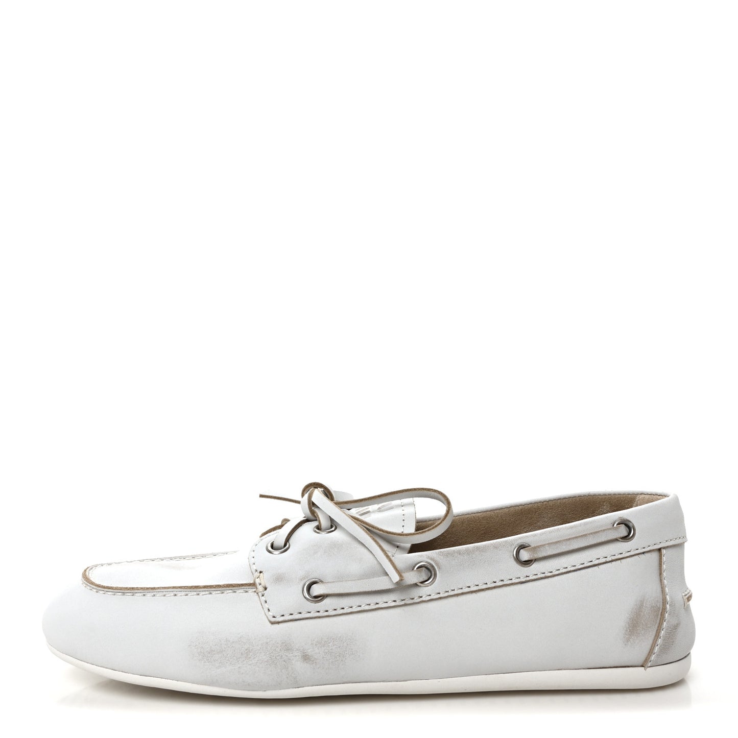 Vitello Deco Boat Loafers 39.5 White