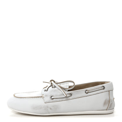 Miu Miu Vitello Deco Boat Loafers 39.5 White 1 of 9