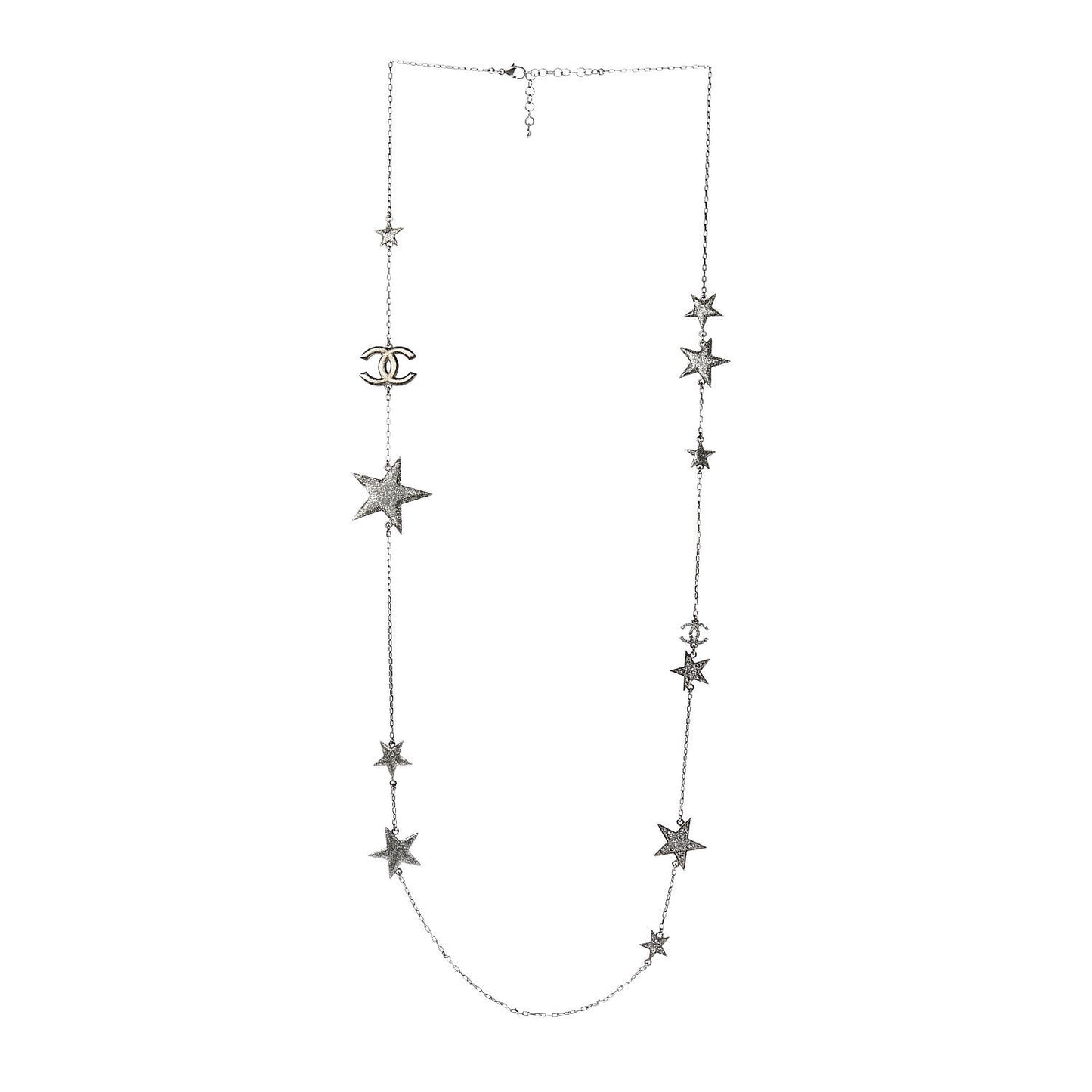 Crystal Star CC Long Necklace Silver
