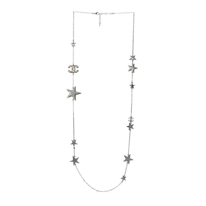 Chanel Crystal Star CC Long Necklace Silver 3 of 4