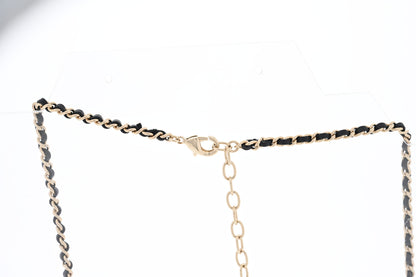 Chanel Metal Resin Lambskin Flap Bag Long Necklace Golden Pink Black 4 of 5