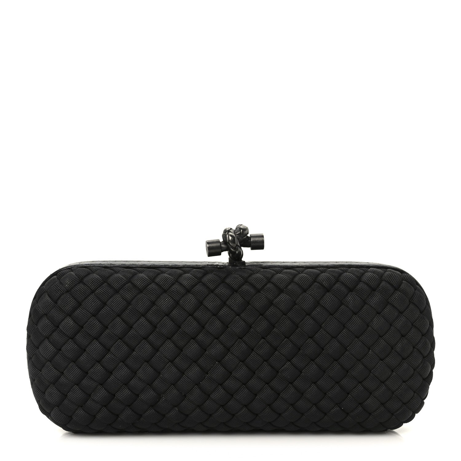 Bottega Veneta Satin Ayers Intreccio Impero Stretch Knot Clutch Black 1 of 7