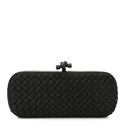 Bottega Veneta Satin Ayers Intreccio Impero Stretch Knot Clutch Black 1 of 7