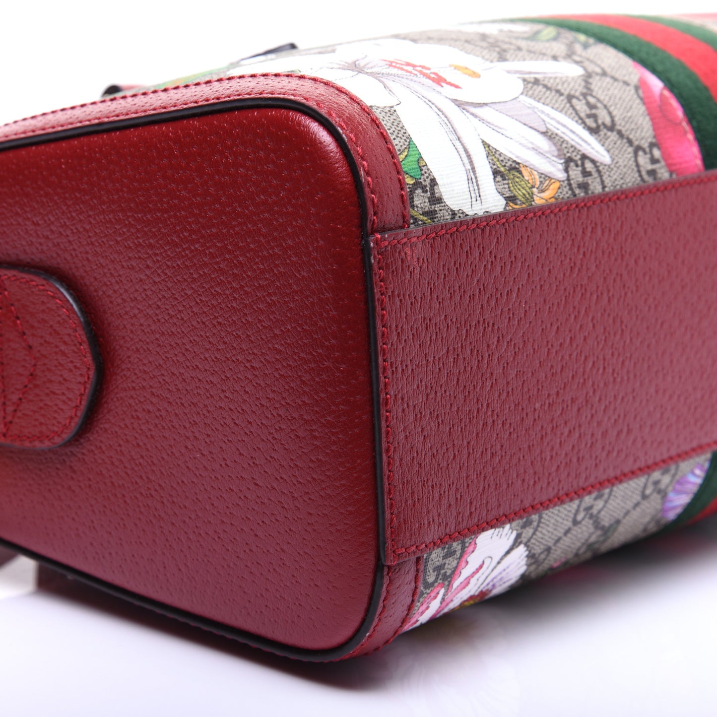 GG Supreme Monogram Flora Web Medium Ophidia Boston Red