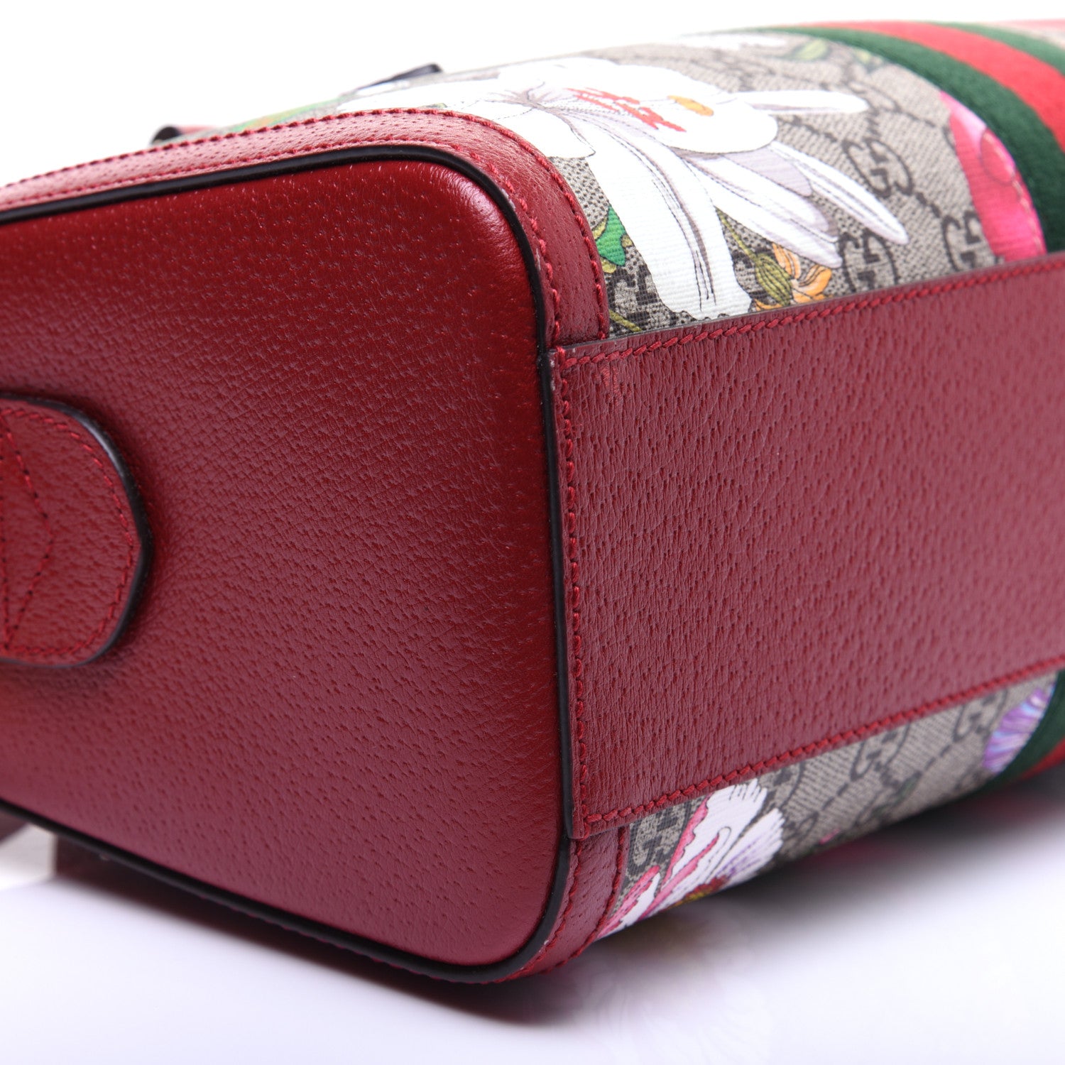 Gucci GG Supreme Monogram Flora Web Medium Ophidia Boston Red 6 of 18