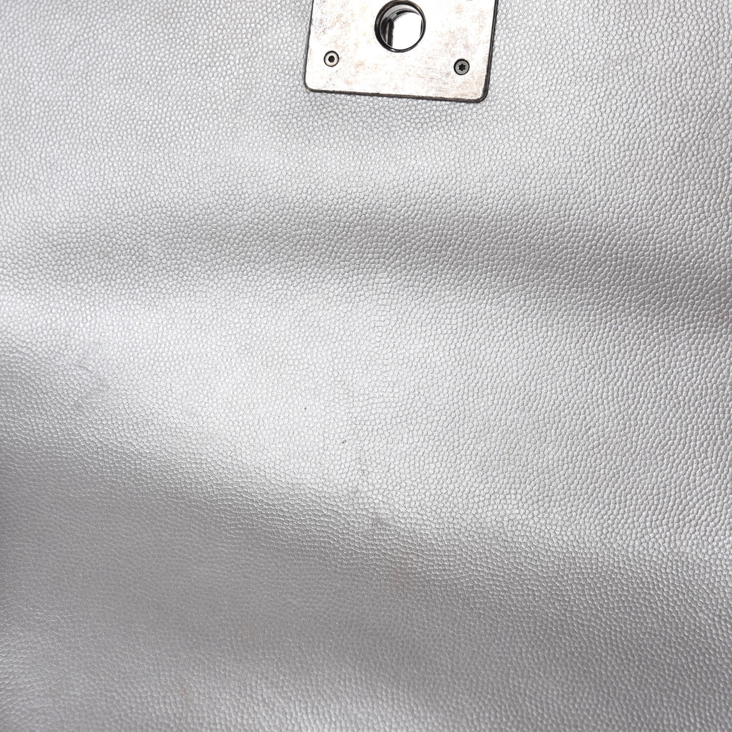 Chanel Metallic Caviar Chevron Quilted Medium Boy Flap Silver 8 of 14