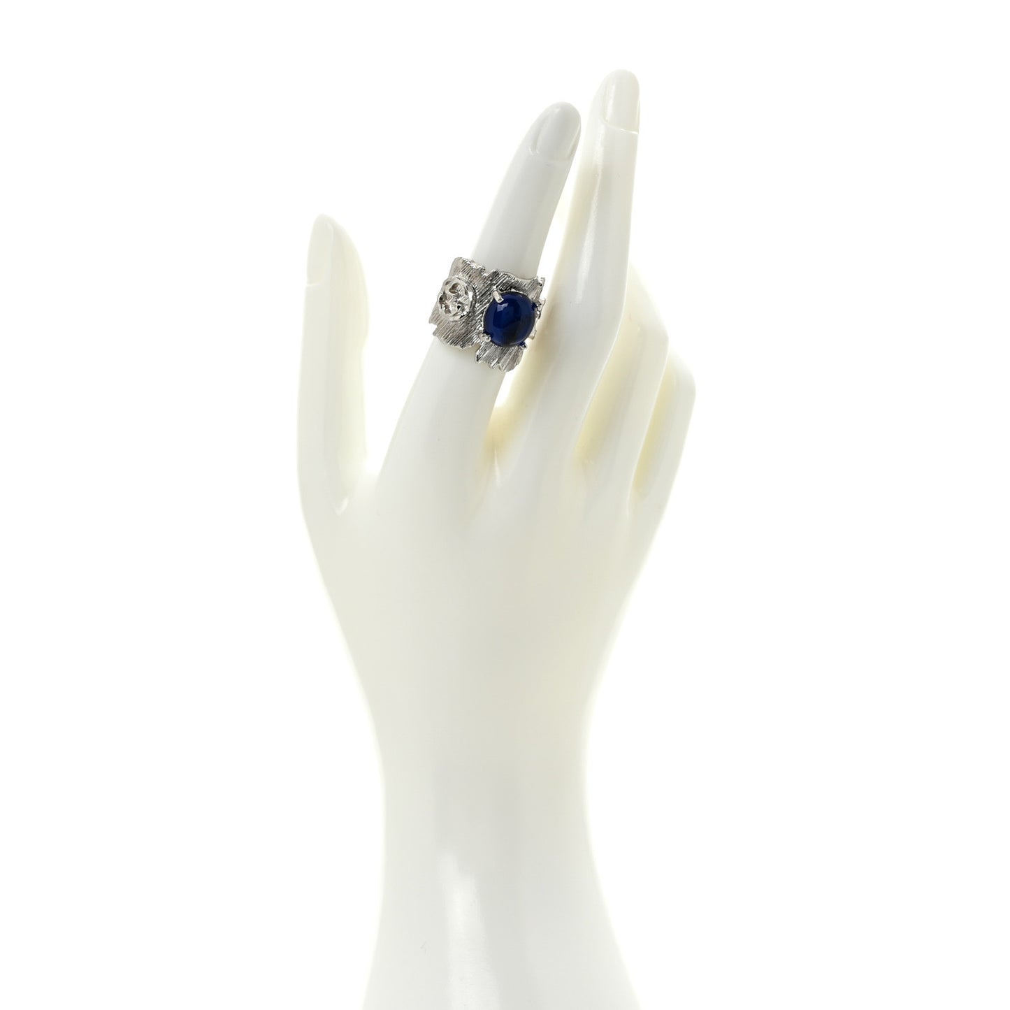 Metal Crystal GG Ring S Silver Blue